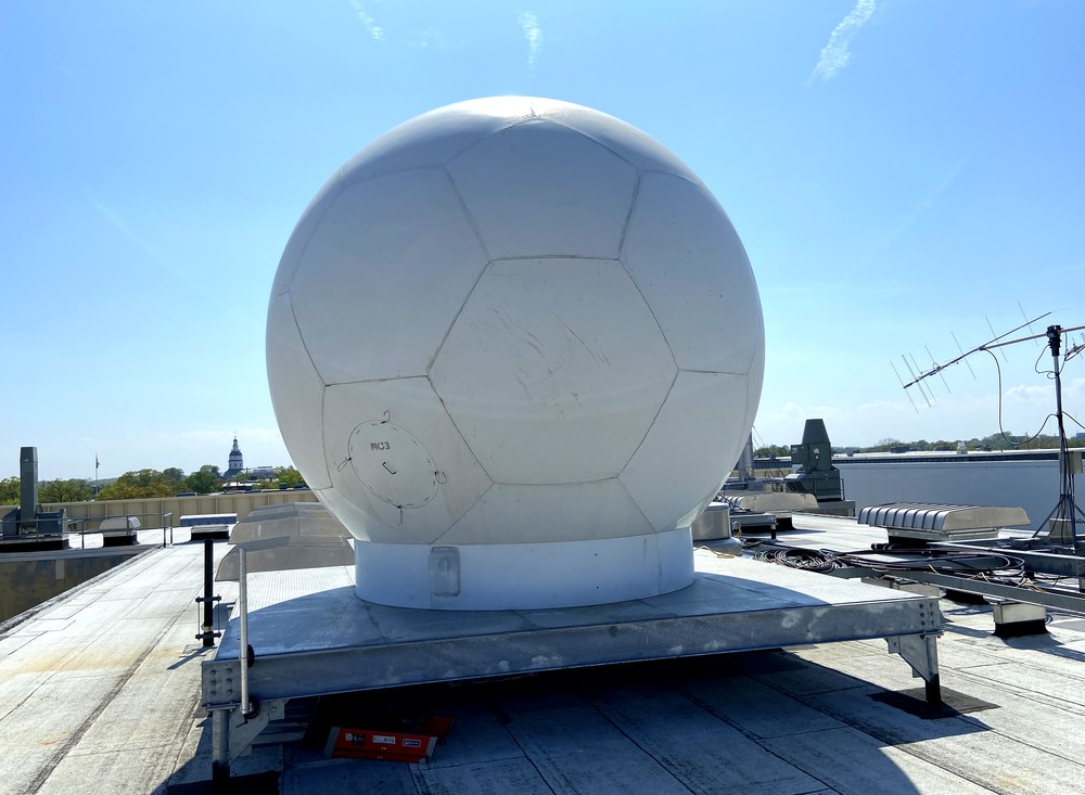 18-foot radome installed on rooftop