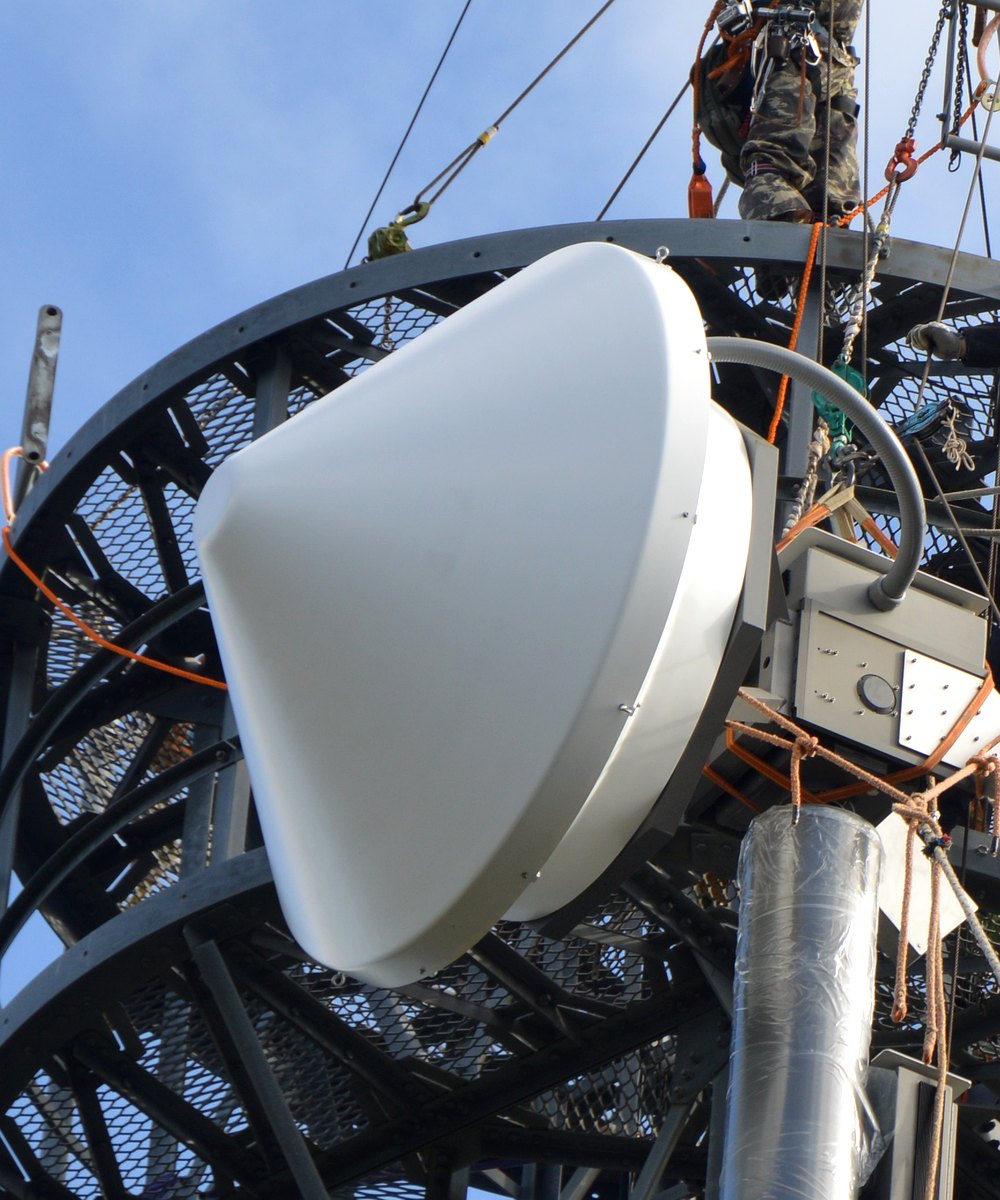 Radome installation on tower